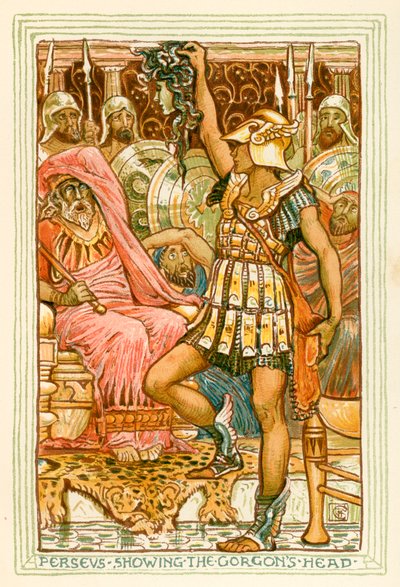 Perseus a Gorgó fejével (színes litográfia) alkotó: Walter (after) Crane