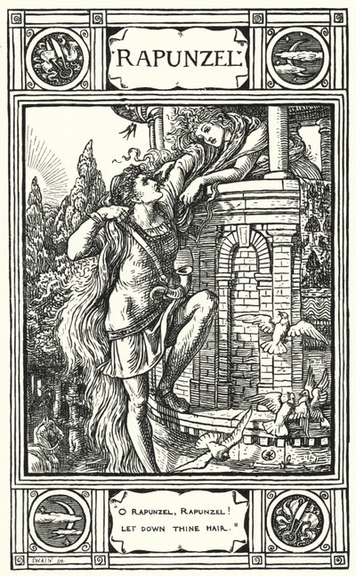 Rapunzel (metszet) alkotó: Walter (after) Crane