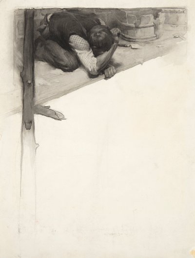 Vignetta: Állványon kupogó férfi alkotó: Walter Appleton Clark