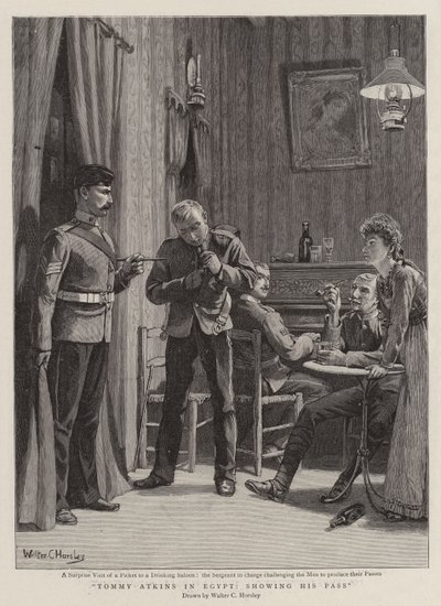 Tommy Atkins Egyiptomban, megmutatja a bérletét alkotó: Walter Charles Horsley