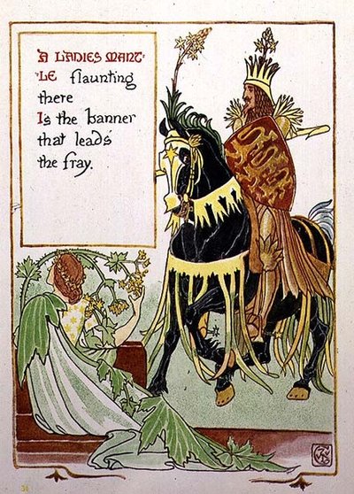 Egy hölgyköpeny, az "Egy virágos fantázia egy régi angol kertben" című filmből alkotó: Walter Crane