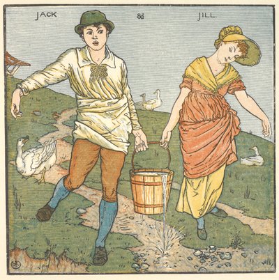 Színes illusztráció a „Jack és Jill”-hez. alkotó: Walter Crane
