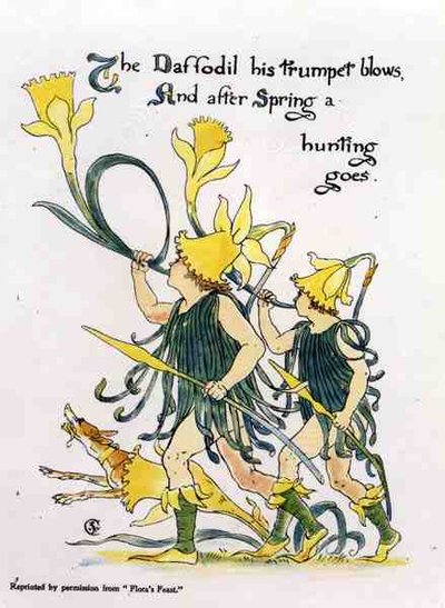 Nárcisz trombitafújás, Flora lakomájából alkotó: Walter Crane