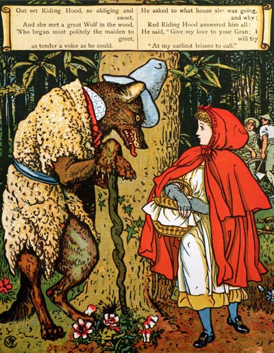 "Piroska", a farkas kísérte őt az erdőben alkotó: Walter Crane