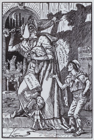 Mrs. Grundy megijedt saját árnyékától (litho) alkotó: Walter Crane