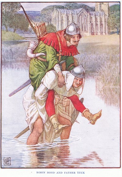 Robin Hood és Tuck atya, 1920 körül alkotó: Walter Crane