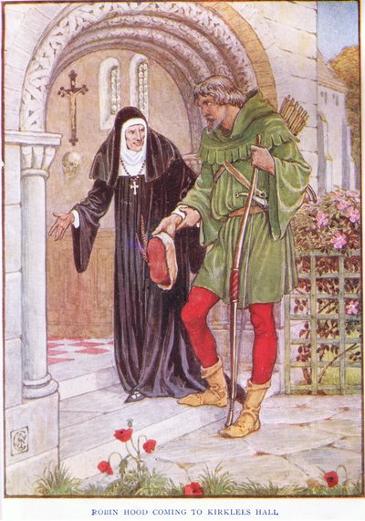 Robin Hood jön a Kirkley Hallba, 1920 körül alkotó: Walter Crane
