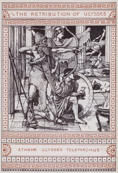 Odüsszeusz megtorlása (metszet) alkotó: Walter Crane
