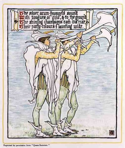Trombitások liliomokkal, a Nyár királynőből alkotó: Walter Crane