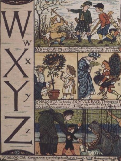 W-től Z-ig egy régi gyermekdalokon alapuló ábécéből alkotó: Walter Crane