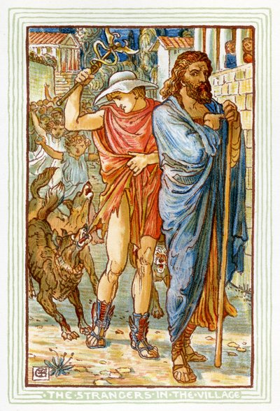 Zeusz és Hermész parasztnak álcázva alkotó: Walter Crane