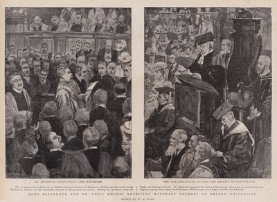 Lord Kitchener és Cecil Rhodes tiszteletbeli diplomát kapott az Oxfordi Egyetemen alkotó: Walter Duncan