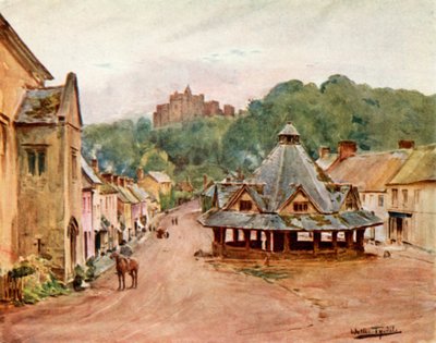 Dunster kastély és fonalpiac (színes litó) alkotó: Walter Frederick Roofe Tyndale