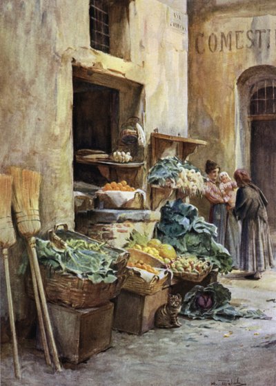 Zöldségbolt, Olasz Riviéra (színes litó) alkotó: Walter Frederick Roofe Tyndale