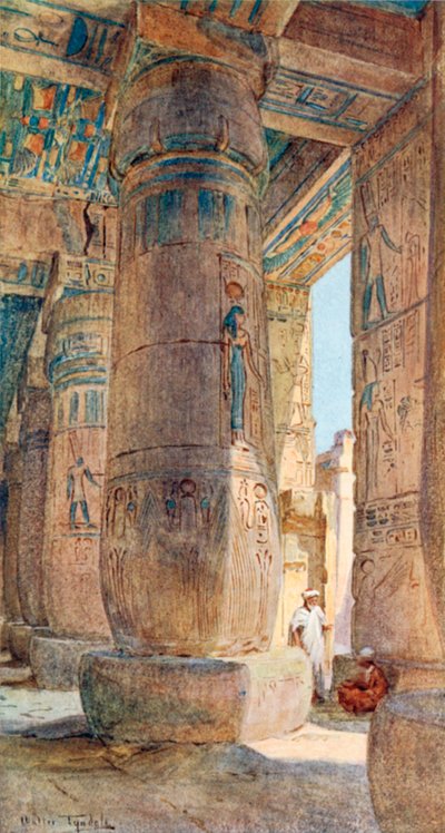 III. Ramszesz templomában, Medinet Habu (színes litográfia) alkotó: Walter Frederick Roofe Tyndale
