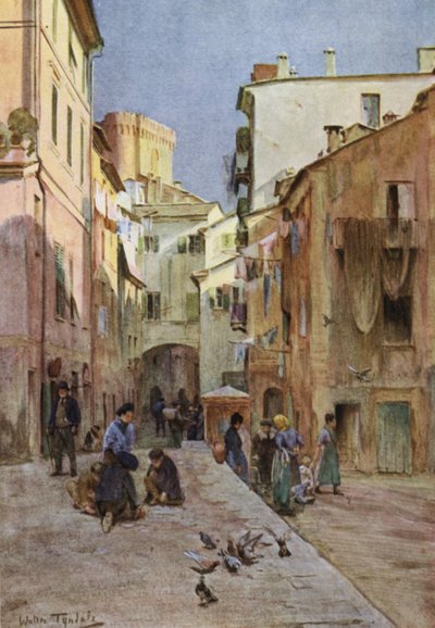 La Piazza, Sestri Levante (színes litho) alkotó: Walter Frederick Roofe Tyndale