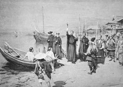 Xavéri Szent Ferenc partraszállása Kagoshimában (litho) alkotó: Walter Frederick Roofe Tyndale