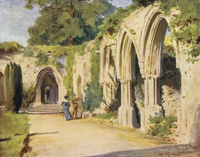 Az új erdő: A kolostorok, Beaulieu apátság (színes litó) alkotó: Walter Frederick Roofe Tyndale