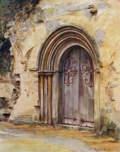 Az új erdő: A Refektórium ajtaja, Beaulieu Abbey (színes litó) alkotó: Walter Frederick Roofe Tyndale