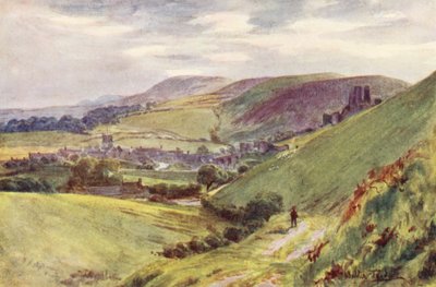 Wessex: Corfe Castle a Nine Barrow Downból (színes litográfia) alkotó: Walter Frederick Roofe Tyndale