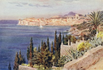 Jugoszlávia: A Dubrovniki-öböl (színes litó) alkotó: Walter Frederick Roofe Tyndale