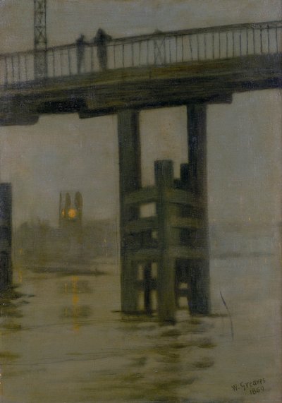 „Battersea Bridge – Misty Moonlight”, 1870-es évek vége. alkotó: Walter Greaves