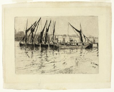 Szénuszályok kirakodása (recto); Egy épület vázlata (fordítva) alkotó: Walter Greaves