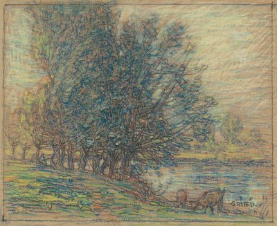 Willows, Longpre, Franciaország, 1911-1918 körül (pasztell szőtt papíron) alkotó: Walter Griffin