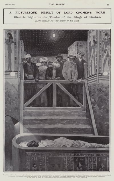 Elektromos fény a thébai királyok sírjában (litho) alkotó: Walter Paget