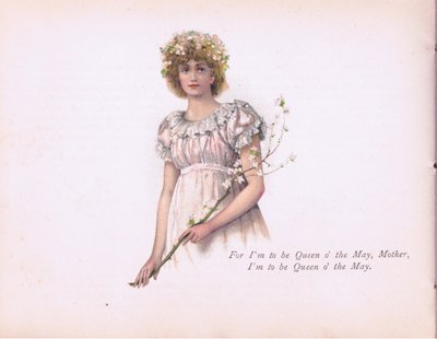 "Én vagyok a május királynője, anya", illusztráció a Tennyson Picturesből, az E P Dutton & Co., 1900 körül (színes litó) alkotó: Walter Paget