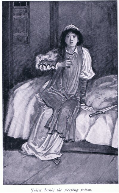 Júlia issza az altatófőzetet, 1900-as évek alkotó: Walter Paget