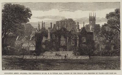 Singleton Abbey, Swansea, H. H. Vivian képviselő úr rezidenciája, amelyet a walesi herceg és hercegnő látogatott meg. alkotó: Walter Paget