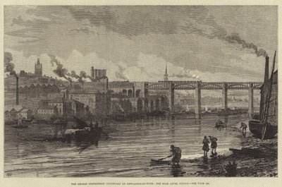 George Stephenson centenáriuma Newcastle-on-Tyne-ben, a High Level Bridge alkotó: Walter Paget