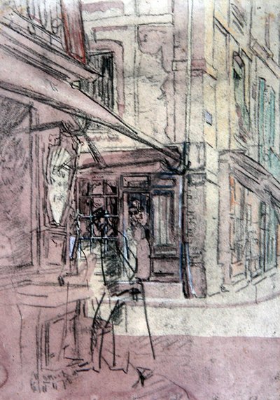 Egy bolt Dieppe-ben, 1907 körül (tinta, színes pasztell és akvarell papíron) alkotó: Walter Richard Sickert