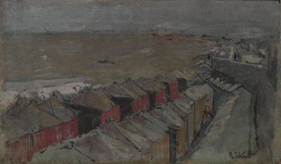 Fürdőkunyhók, Dieppe, 1890 körül (olaj, panel) alkotó: Walter Richard Sickert