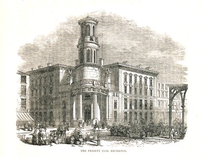 A Present Coal Exchange, amelyet Albert herceg nyitott meg 1849-ben, Thames Street, 1878 alkotó: Walter Thornbury