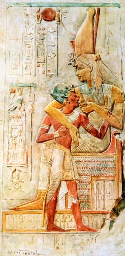 Egyiptomi hieroglifák, Abydos, Egyiptom, 1910 alkotó: Walter Tyndale