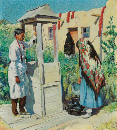 Pueblo Well Scene (olaj, vászon) alkotó: Walter Ufer