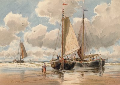 Holland cinkék alacsony vízállásnál (színes litográfia) alkotó: Walter William May