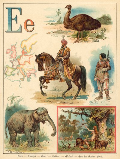 E betű (chromolitho) alkotó: Walter Zweigle