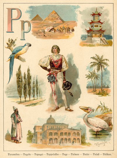 P betű (chromolitho) alkotó: Walter Zweigle
