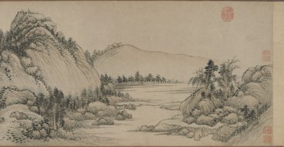 Lakóhely a Fuchun-hegységben Huang Gongwang (Csing-dinasztia) után, 1672 (tinta és szín a papíron) alkotó: Wang Hui