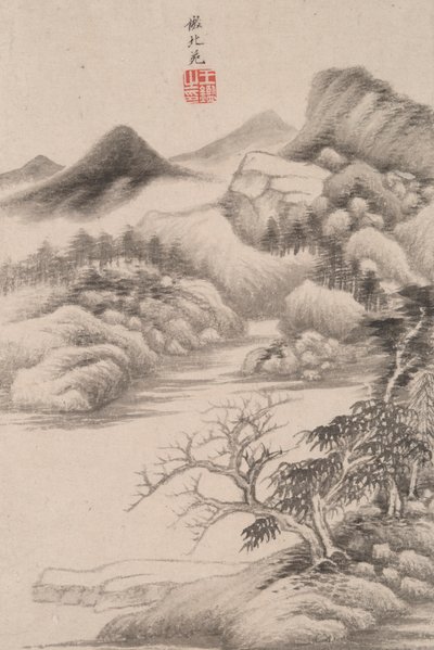 Táj különböző régi mesterek stílusában: Táj Dong Yuan után (aktív 934 alkotó: Wang Jian