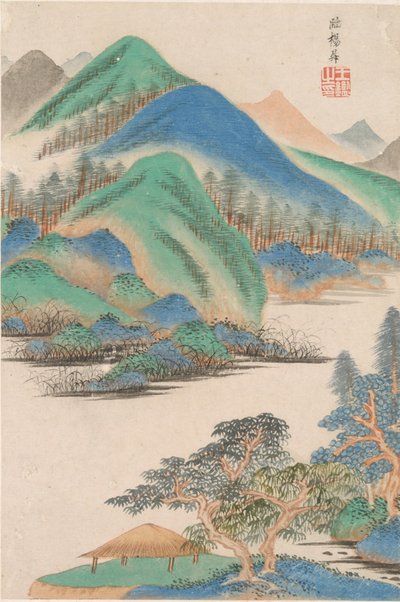 Táj különböző régi mesterek stílusában: Táj Yang Sheng után (713 alkotó: Wang Jian
