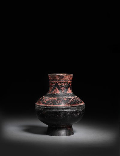 Kis pirosra festett, feketére lakkozott fekete kerámiakorsó, Hu, ie 476-221 alkotó: Warring States period Chinese School