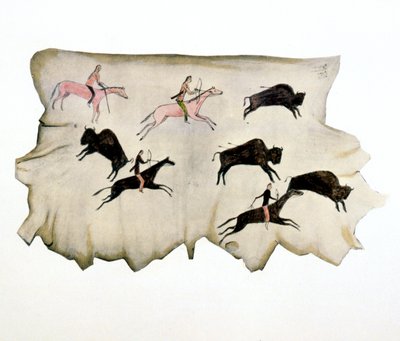 Amerikai alföldi indiánok bivalyvadászaton, 1898 alkotó: Washakie