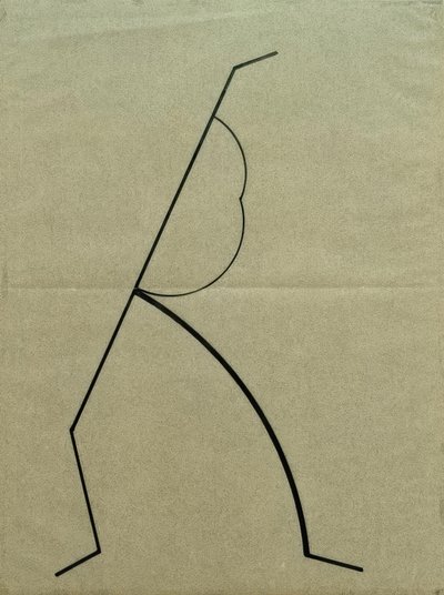 Elemző rajz a táncoló Palucca fotói alapján, egyszerű ívek alapján felfelé törekvő egyenesek alkotó: Wassily Kandinsky