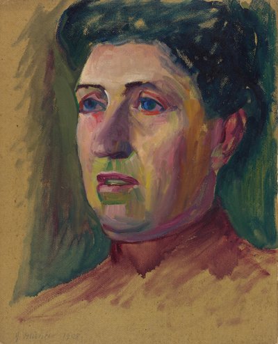 Mindkét oldalán festett: 1. Fej, csak az arc színesen kivitelezve; 2. Női fej Wassily Kandinskytól, Gabriele Müntertől alkotó: Wassily Kandinsky