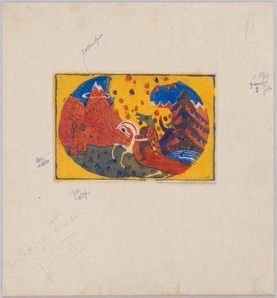 Berge (Probedruck für Kandinskys Buch Klänge, S. 63) alkotó: Wassily Kandinsky