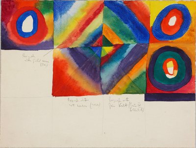 Színtanulmányok a festési technikával kapcsolatos információkkal, 1913. alkotó: Wassily Kandinsky